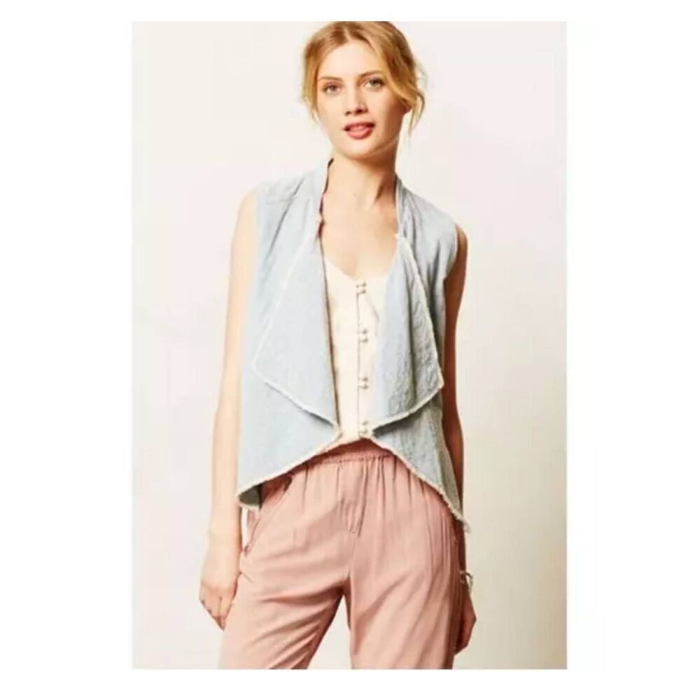 Anthropologie Hei Hei Chambray Angled‎ Vest Size XS